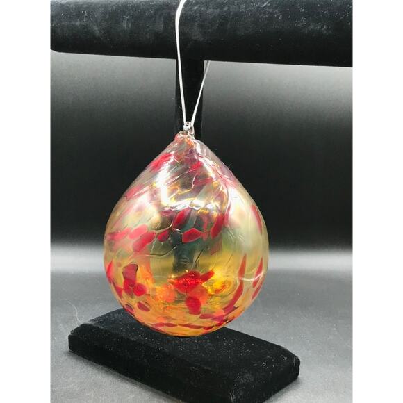 Hand Blown Glass Tear Drop Large Christmas Ornament Outdoor Orb 4.5" Diameter - Picture 1 of 8
